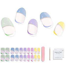 LabTabBa Semi Cured Gel Nail Strips - 20pcs Glaze Gel Nail Stickers, Salon Quality DIY Nail Wraps, Nail Stickers for Easy Application, UV Light Required