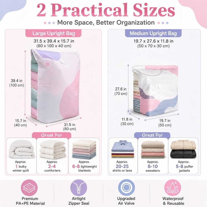 No-Pump 3D Vacuum Storage Bags, No Pump Vacuum Storage Bags,
