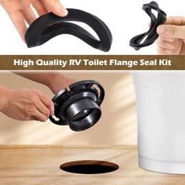 BREADEEP RV Toilet Seal and 3 Inch Socket RV Toilet Flange Kit, Fit for RV 300/310/320 RV Toilets, Replaces 385345892 Flange and 385311658 Flush Seal and 385311652 RV Toilet Seal, 3 in 1 Kit - Black