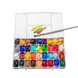 Tooloflife 36 Wells Paint Palette Box, Airtight, Leak Proof, Travel Palette Case for Watercolors, Acrylic, Gouache and Oil Paint