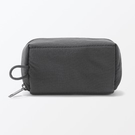 MUJI 84473913 Wrinkle Nylon Large Opening Pouch, Dark Gray, S, Approx. 4.3 x 2.4 x 1.4 inches (11 x 6 x 3.5 cm)