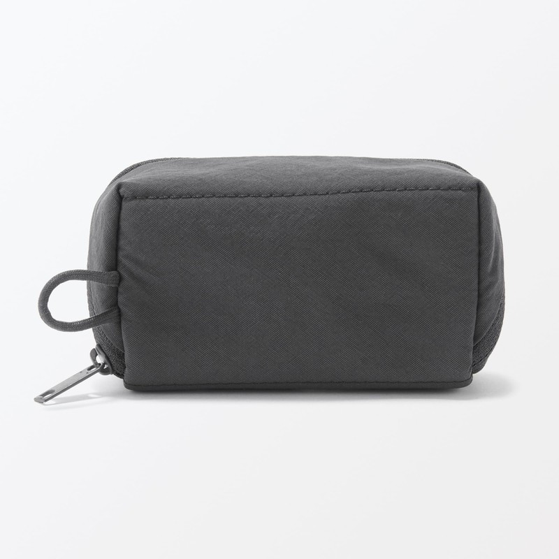 MUJI 84473913 Wrinkle Nylon Large Opening Pouch, Dark Gray, S,