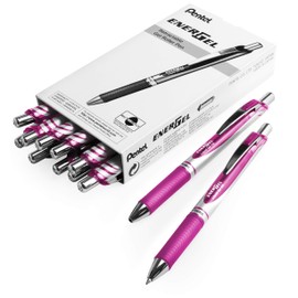 Pentel EnerGel XM BL77 - Retractable Liquid Gel Ink Pen - 0.7mm - 54% Recycled - Magenta - Pack of 14