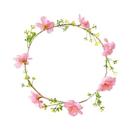 SM SunniMix Floral Headband Flower Crown Handmade Teens Kids Boho Flower Garland for Birthday Seaside Holiday Snapshots Beach Photo Props, pink cherry blossoms