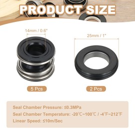 PATIKIL Mechanical Seal Kit, 2 Pcs 14mm Gas Water Pumps Replace Rubber Mechanical Shaft Seal Replacement Kit