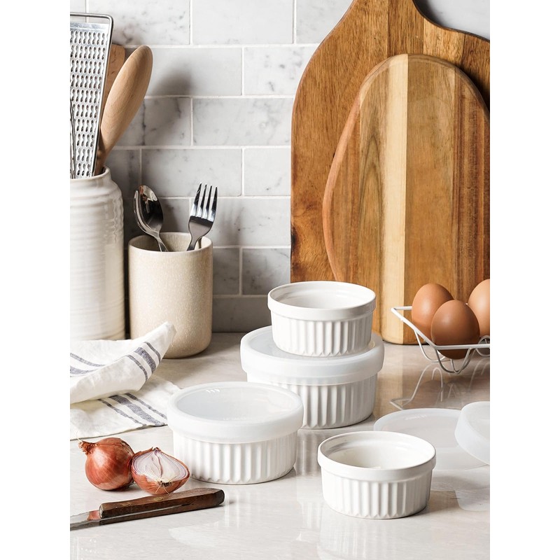 LE TAUCI Ramekins with Lids, 4 OZ Ramekins Oven Safe,