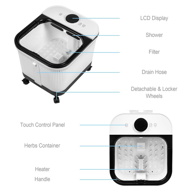 Heated Foot Spa Bath with Bubble Massage, Pedicure Attachments, Vibration