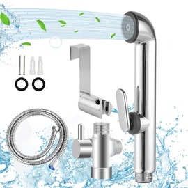 HOCANFLO Handbrause Bad Bidet für Bidet Armaturen WC Waschen Edelstahl Duschkopf Windel Dusche Tierbad Wasserspar Wand waschen Zinklegierung, Standard G1/2 Schnittstelle