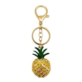 JTTBIGV Cute Pineapple Shaped Rhinestone Keychain Car Bag Phone Purse Charm Pendent Key Ring Fashion Decoration Gift, Yellow #2, Small