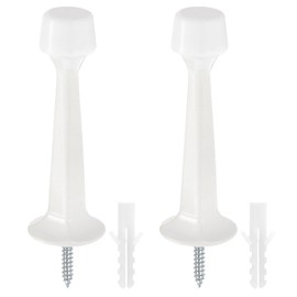 sourcing map Door Stoppers, 2Pcs - Zinc Alloy Solid Rigid Door Stop with Screws & Expansion Tube, Door Stopper with Soft Rubber Tip for Protect Wall, Door (White)