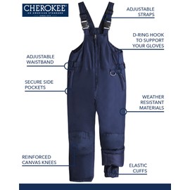 Cherokee Kids Snow Bib - Waterproof Insulated Winter Bib Overalls for Girls and Boys with Adjustable Waistband (Sizes: 4-18), Size 4T, Navy