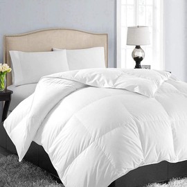 EASELAND All Season Oversized Queen Soft Quilted Down Alternative Comforter Hotel Collection Reversible Duvet Insert with Corner Tabs,Winter Warm Fluffy Hypoallergenic,White,98 by 98 Inches