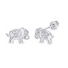 14k White Gold Elephant Stud Earrings with Screw Back