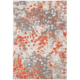 SAFAVIEH Madison Collection MAD425H Boho Abstract Distressed Non-Shedding Living Room Bedroom Accent Rug, 2' x 4', Grey / Orange