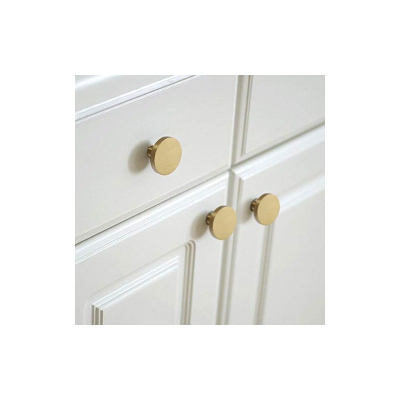 Modern Brushed Brass Gold Round Cabinet Kitchen Knobs Dresser Drawer