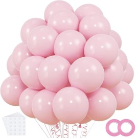 Pink Balloons 120 Pcs 12 Inch Round Latex Party Pastel Balloons for Birthday Party, Wedding, Anniversary, Bridal Shower Decorations (Pink)