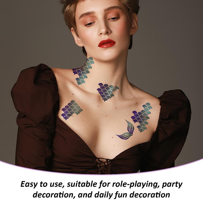 18 Fish Scale Tattoo Stickers, Creative and Stylish, Waterproof and