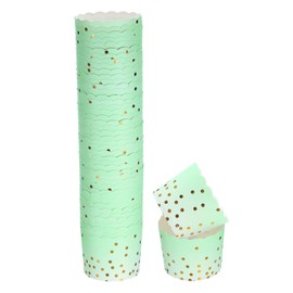 HARFINGTON 50Pcs Colorful Paper Baking Cups 6oz Cupcake Wrappers Scalloped Muffins Liners Disposable Greaseproof Containers for Birthday Party, Gradient Green