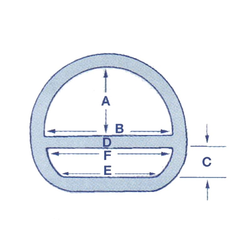Double Bar D Ring Stainless Steel 6MM x 50MM