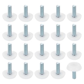 sourcing map 24Pcs M6 Thread Furniture Feet Levelers, 23x18mm Adjustable Leveling Table Feet, Screw on Furniture Glide Leveling for Chair Stool Legs, White