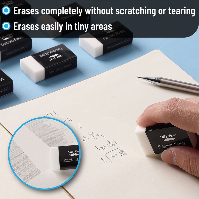 Mr. Pen- Pencil Eraser, 8 Pack, White Erasers, Erasers for