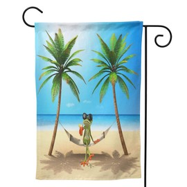 Delerain Frog Garden Flag, 12.5 x 18 Inch Double Sided Design Weather Resistant Indoor & Outdoor Decoration Small Banner for Home Yard Lawn Patio Office