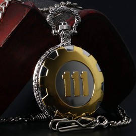 CokinkiDs Boy's Pocket Watch Golden Xmas Gift Fallout 4 Vault 111 Steampunk Quartz Pocket Watch, Gifts for Me