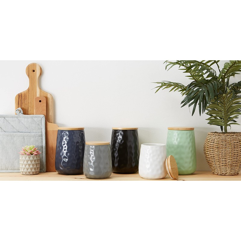 DII Kitchen Accessories Collection, Textured Matte Ceramic Canister Set, White,
