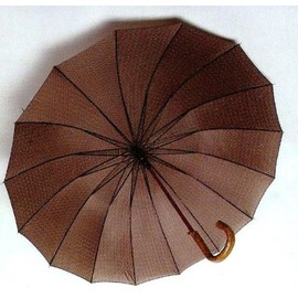 Umbrella Tartan Tan design with Natural Congo wood crook handle and auto open to 27.5"
