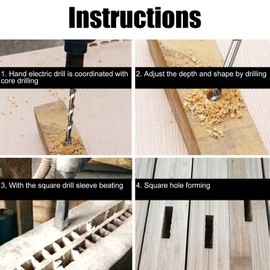 20 mm Square Hole Drill Bit Woodworking Bearing Steel Wood Mortising Chisel Hole Drilling Tool Bit Set