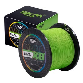 9KM DWLIFE Braided Fishing Line 8lb/15lb/20lb Dyneema Fishing Line, Zero Stretch & Anti-Bite Coating for Freshwater/Saltwater Fishing 8 Strands