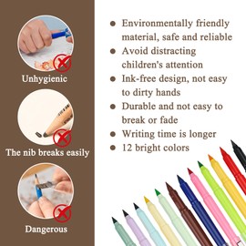 Pack of 12 Magic Colouring Pencils, The Eternal Pencil, Eternal Pencil with Eraser with 36 Interchangeable Pen Tips, Reusable, for Children's Painting, Student Schools, Studios