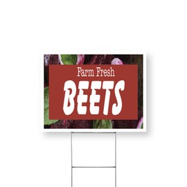 Farm Fresh Beets Yard Sign 18 Inch x 24 Inch Double Sided Weatherproof Heavy-Duty Plastic with Stake | Root Vegetables, Healthy Eating, Farmer’s Markets | Made in USA