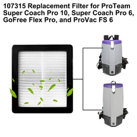 4 Pack 107315 Vacuum HEPA Filter Compatible with ProTeam Super Coach Pro 6 & Pro 10, FS 6, GoFree Flex Pro Vacuums