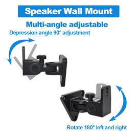 Howonder Speaker Wall Mount,Swivel & Tilt,All Aluminium Wall Speaker Mount for Small Speakers,Hold up to 30lbs,HD-818,2 Packs(Black)