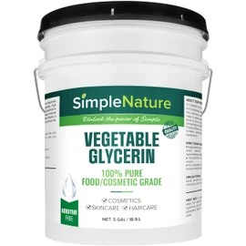 SimpleNature 100% Pure Vegetable Glycerin - 5 Gallon with Easy-Pour Spout - Natural Pure Food/Cosmetic Grade for Skincare, Haircare, Cosmetics, Soapmaking, Crafts - Softening & Moisturizing Humectant