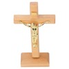 Pwshymi Standing Cross Sturdy Base Handmade Crucifix Table Cross for