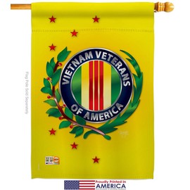 Breeze Decor HS108235-P3 Vietnam Veteran Americana Military Impressions Decorative Vertical 28" x 40" House Flag Set Pole Bracket Hardware