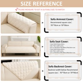 GKXLH Sofa Cover Washable - Soft Milk Fleece Slipcovers, Non-Slip for 1, 2, 3 Seater, Sectional & Corner Sofas, L Shape Furniture Protector (Beige, 70x90cm)