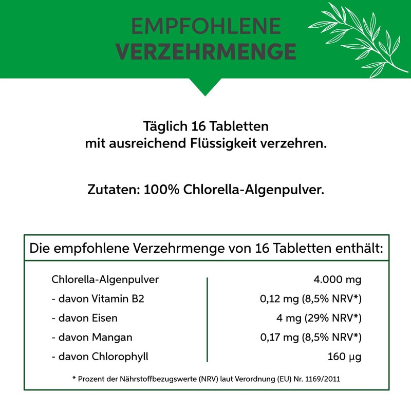 Organic Chlorella Tablets 500 g | 1250 Pellets 400 mg