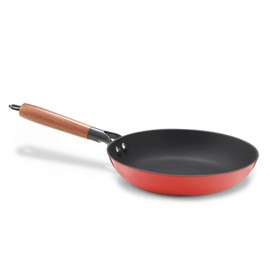 KITESSENSU Titanium Non Stick Frying Pan 8' - Deep Enameled Cast Iron Skillet - Cast Iron Pan for Compatible With All Stovetops - Gradual Burgundy Red