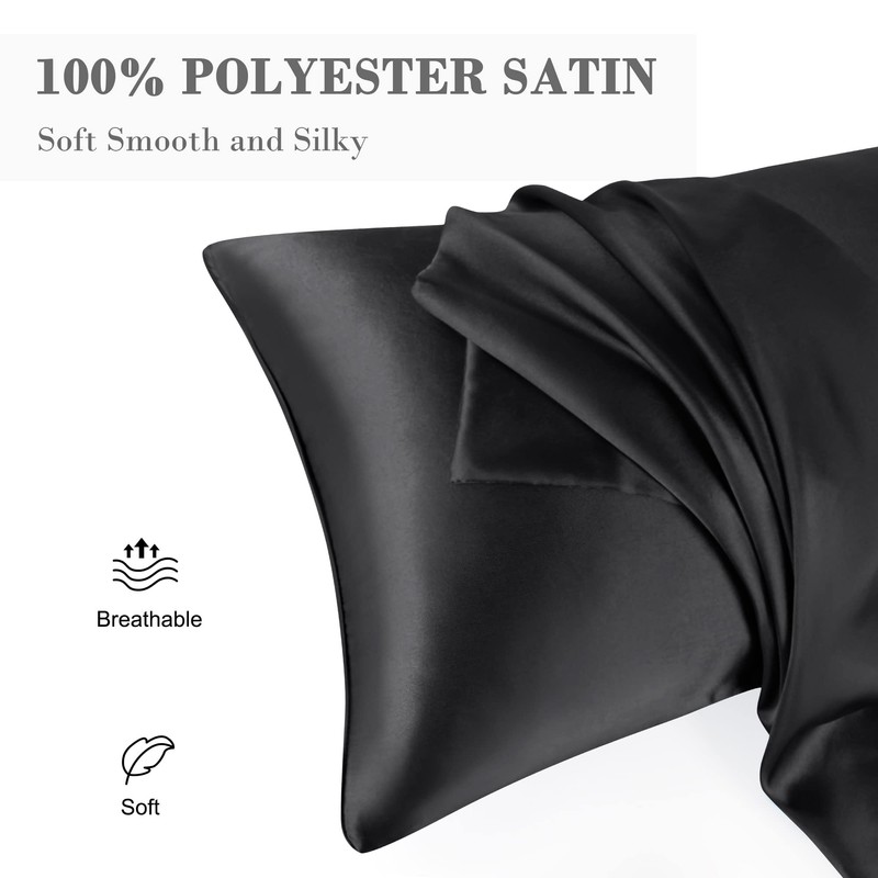 PiccoCasa Satin Pillowcase, Cool Envelope Style Pillowcase, Rayon, Cool to