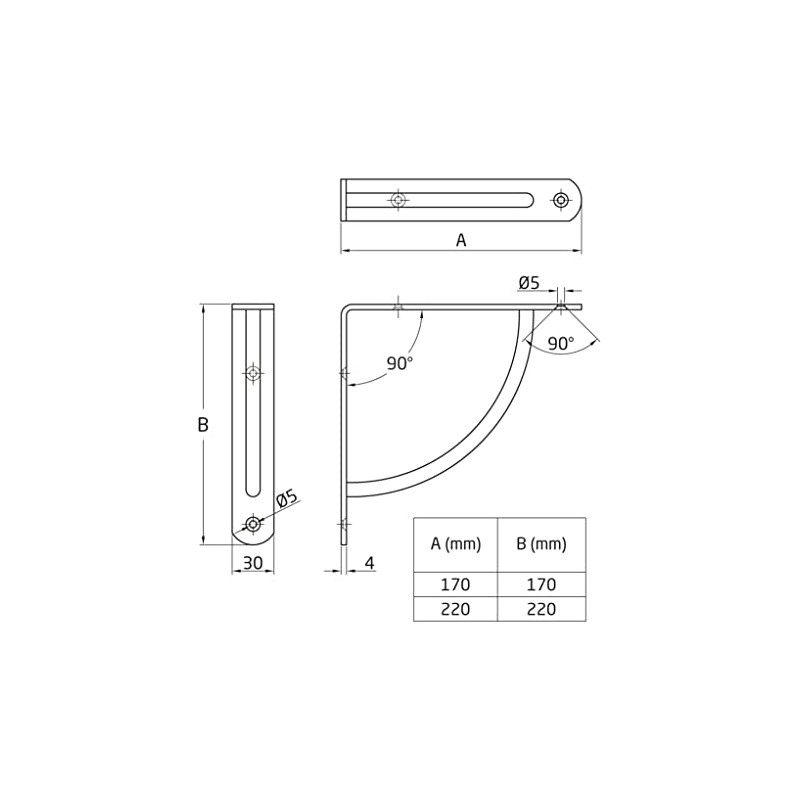 Amig - Shelf Bracket Stainless Steel Model 24 | Metal