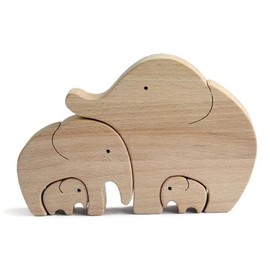 ASkinds 1Set Wooden Elephant Family Ornament Desktop Elephant Mother Child Decoration Elephants Collectible Figurines for Home Office Bedroom Living Room