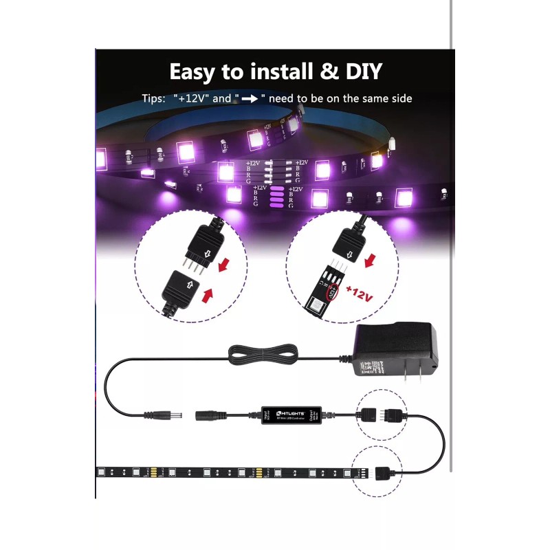 Hitlights LED Strip Lights 3 Pcs 1.64FT RGB Small LED