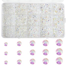 9600 Pieces Rhinestones for Nails, BetterJonny Rhinestones for Crafts 2/3/4/5/6 mm Nail Art Rhinestones Flatback Gemstones Round with Tweezers and Dotting Pen for DIY Crafts Nails Transparent AB