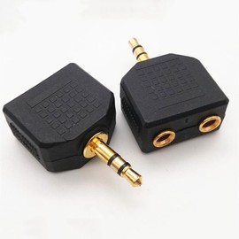 LIWEARE 2 pieces 3.5 mm jack stereo audio adapter distributor, 1 x 3.5 mm jack plug to 2 x 3.5 mm jack socket splitter for all media player audio devices