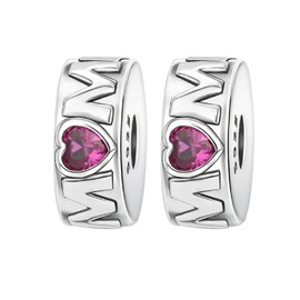 Famuan Jewellery 2 x Clips Silver Love Seahorse Sun Moon Mom Starfish Stopper Spacer for Women Bracelets Mother's Day Valentine's Day Birthday Christmas Gifts for Wife Girls Family Friends, Silver,