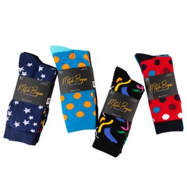 Mitch Bogen Men's Colorful Dress Socks - Fun Patterned Funky Crew Socks For Men - 12 Pack (Style 2, Sock Size 10-13Shoe Size 6-12)