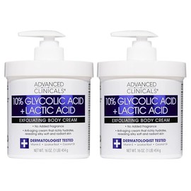 Advanced Clinicals- Crema para el cuidado de la piel con loción corporal con ácido glicólico al 10% y ácido láctico | Queratosis pilaris | Exfoliante 